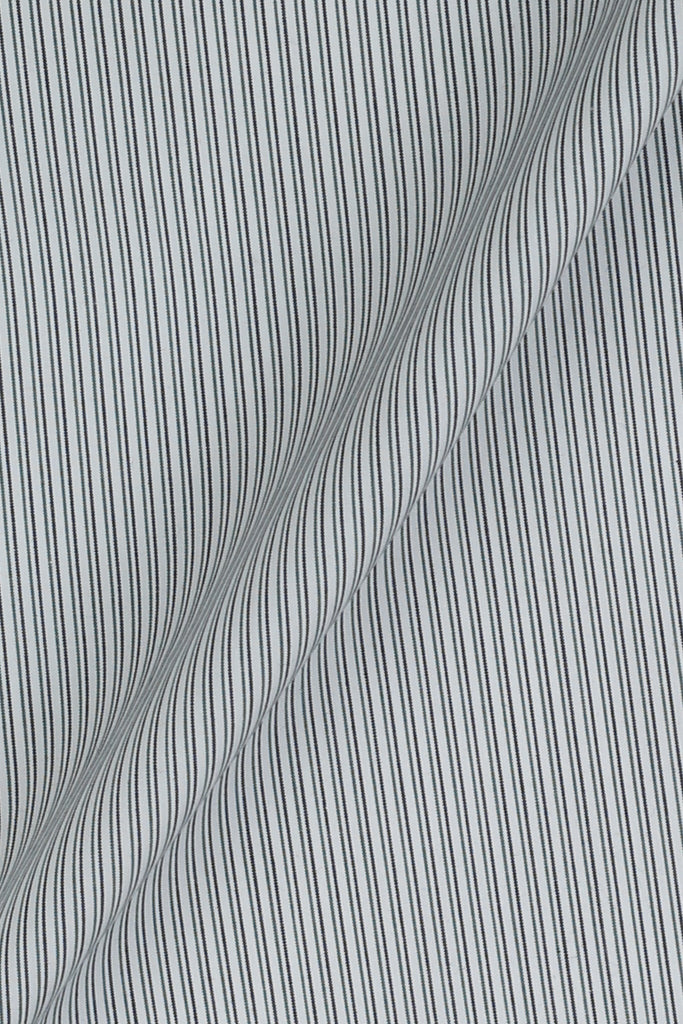 Charcoal Green Pencil Supima Cotton Stripes Shirt
