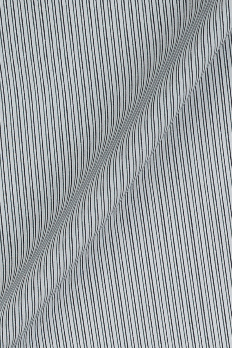 Charcoal Green Pencil Supima Cotton Stripes Shirt
