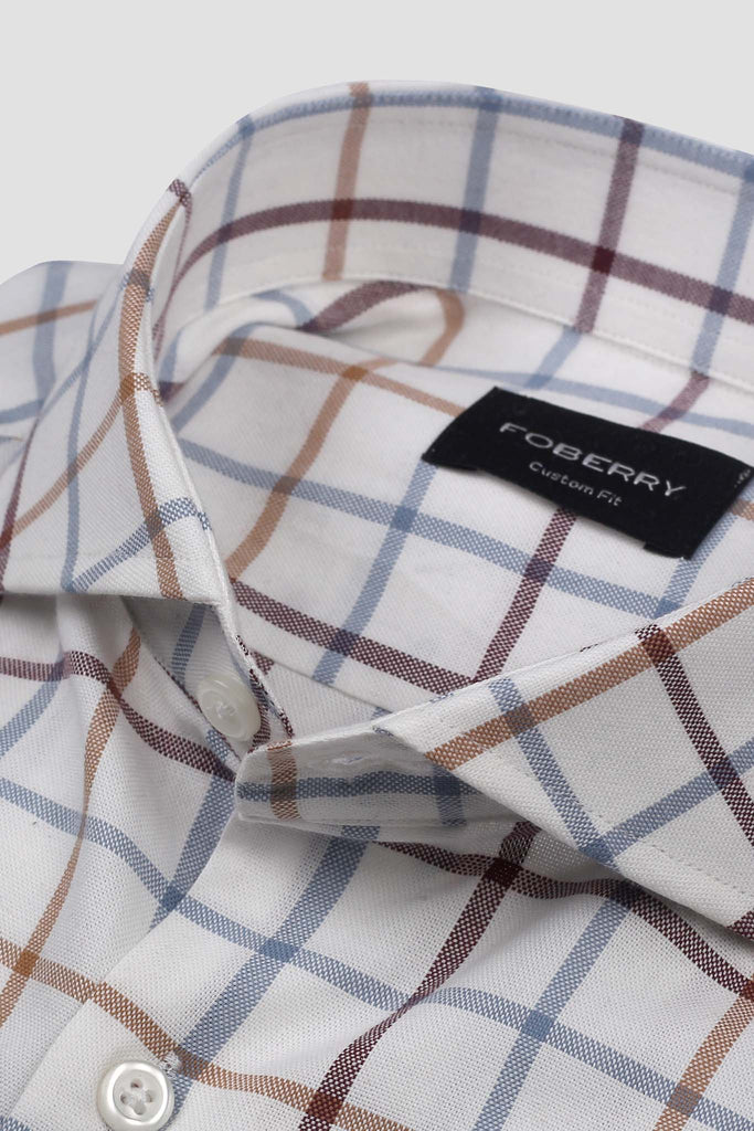 White Multi Windowpane Check Shirt