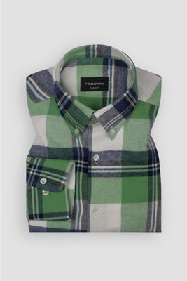 Kelly Green Madras Winter Flannel Shirt