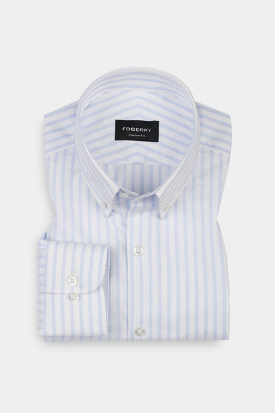 Sky Blue Structured Striped Shirt