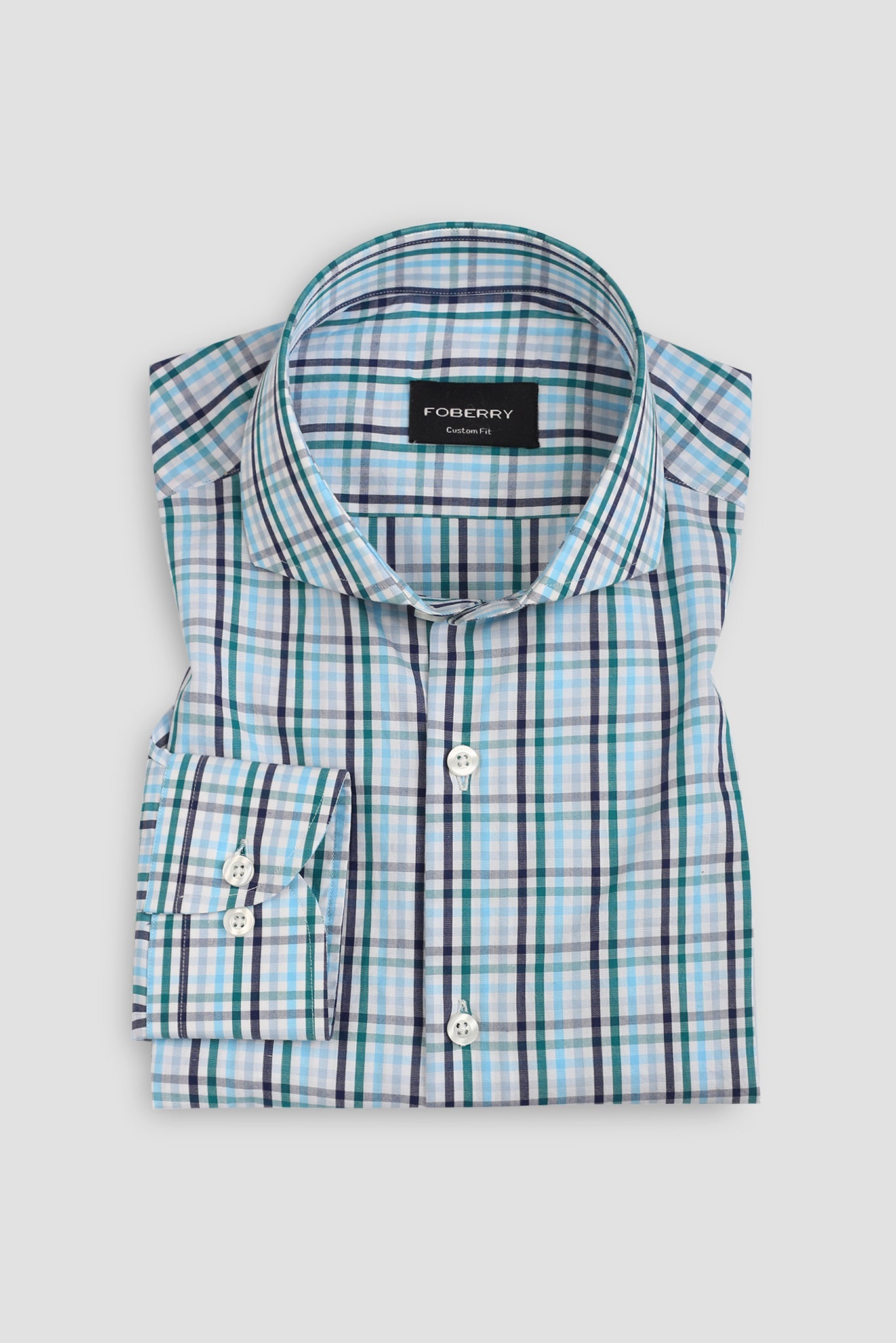 Soft Blue Green Gingham Shirt