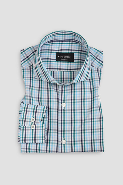 Soft Blue Green Gingham Shirt