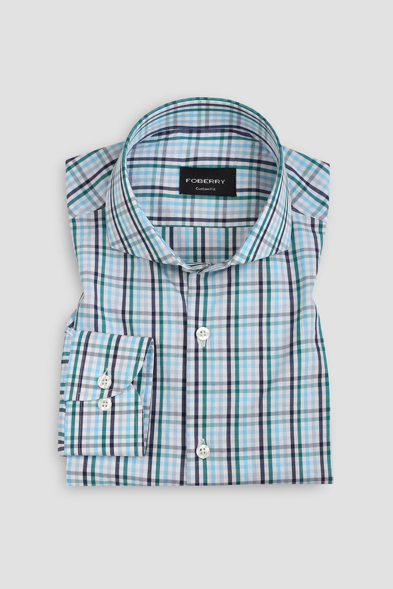 Soft Blue Green Gingham Shirt