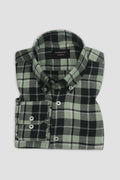 Pistachio Green Italian Plaid Flannel Shirt - Foberry USA