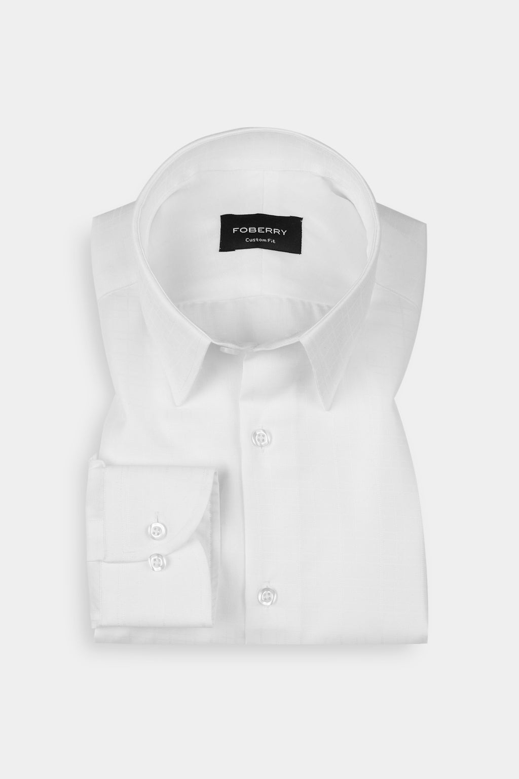 White Dobby Micro Windowpane Shirt