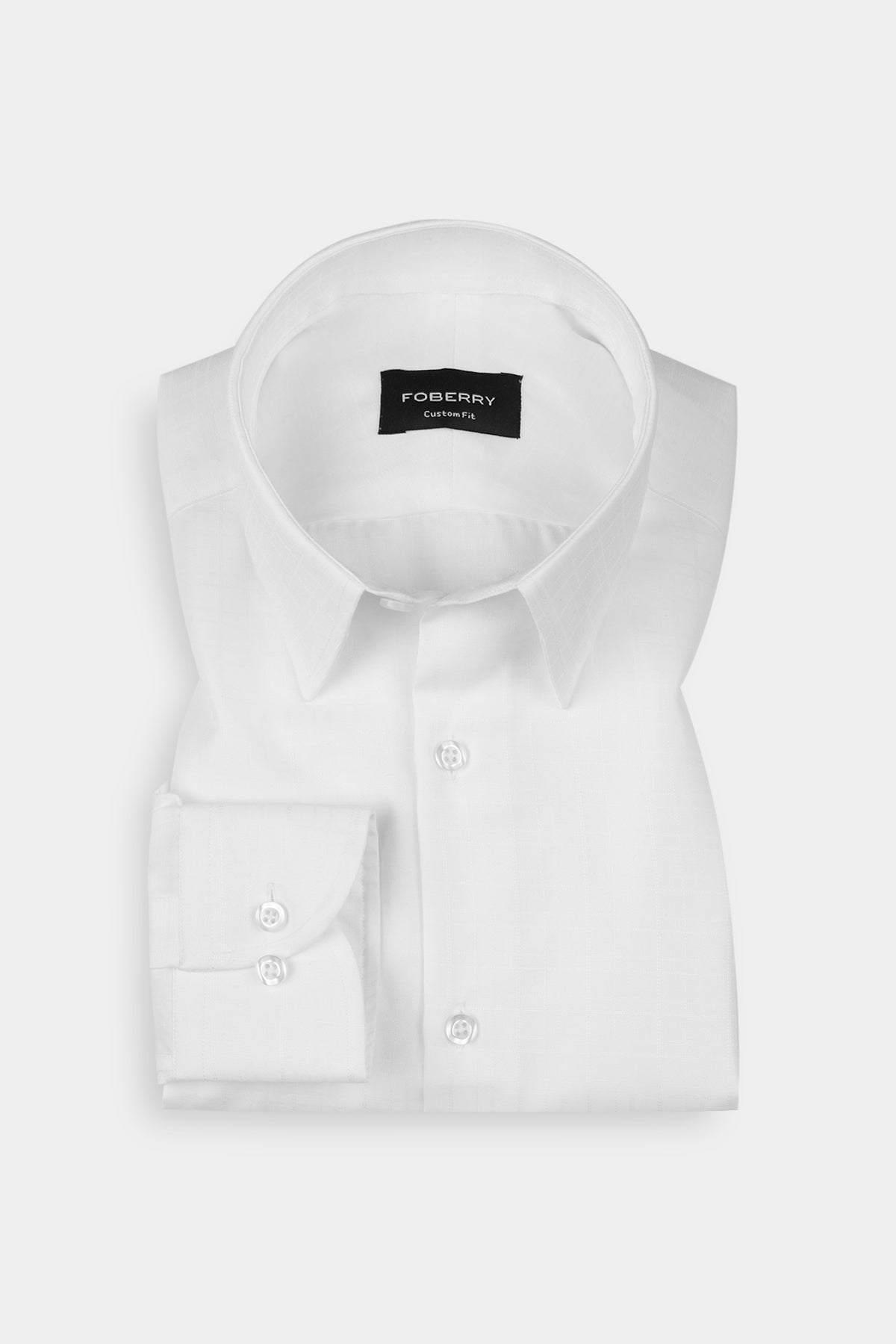 White Dobby Micro Windowpane Shirt