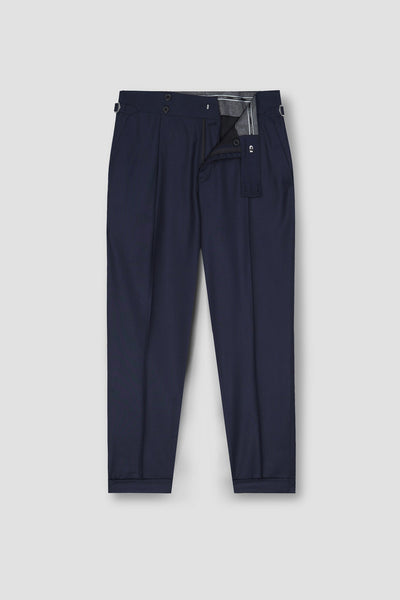 Navy Blue Tropical Wool Blended Dress Pant