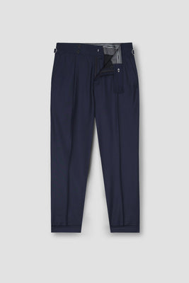 Navy Blue Tropical Wool Blended Dress Pant