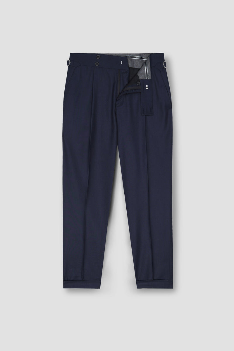 Navy Blue Tropical Wool Blended Dress Pant