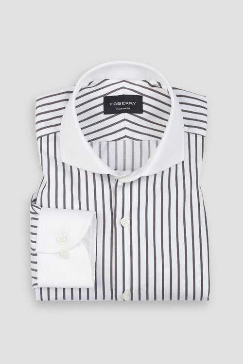 Brown Twill Striped Shirt