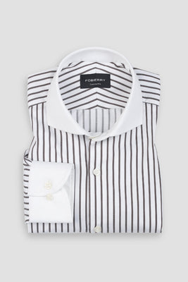 Brown Twill Striped Shirt