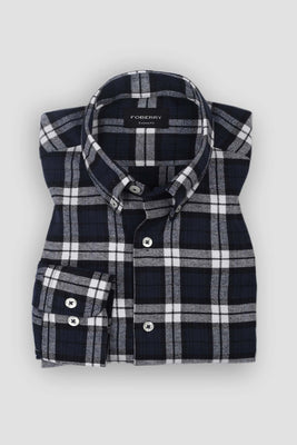 Blue & White Tartan Winter Flannel Shirt