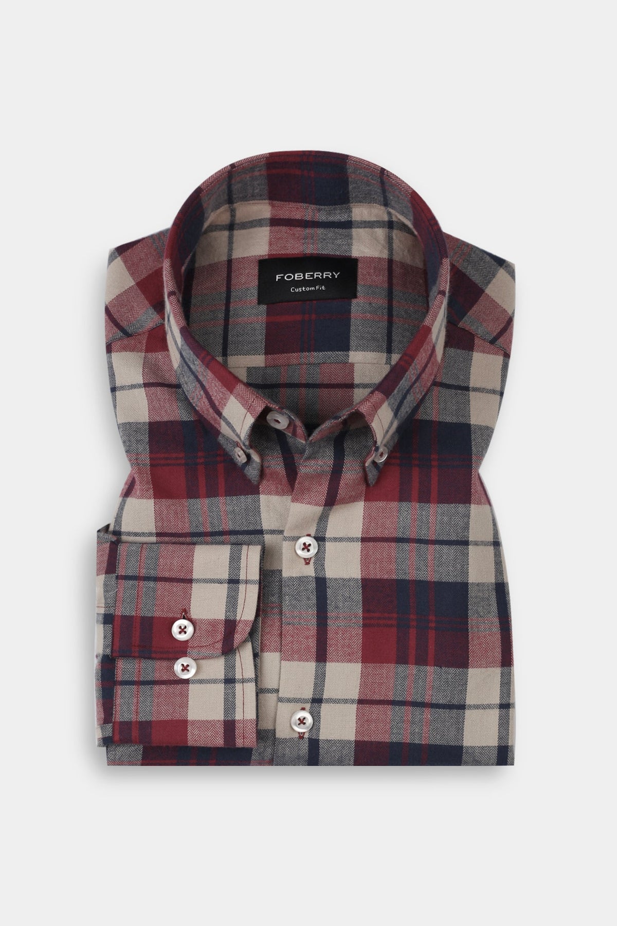Beige Blue Tartan Winter Flannel Shirt