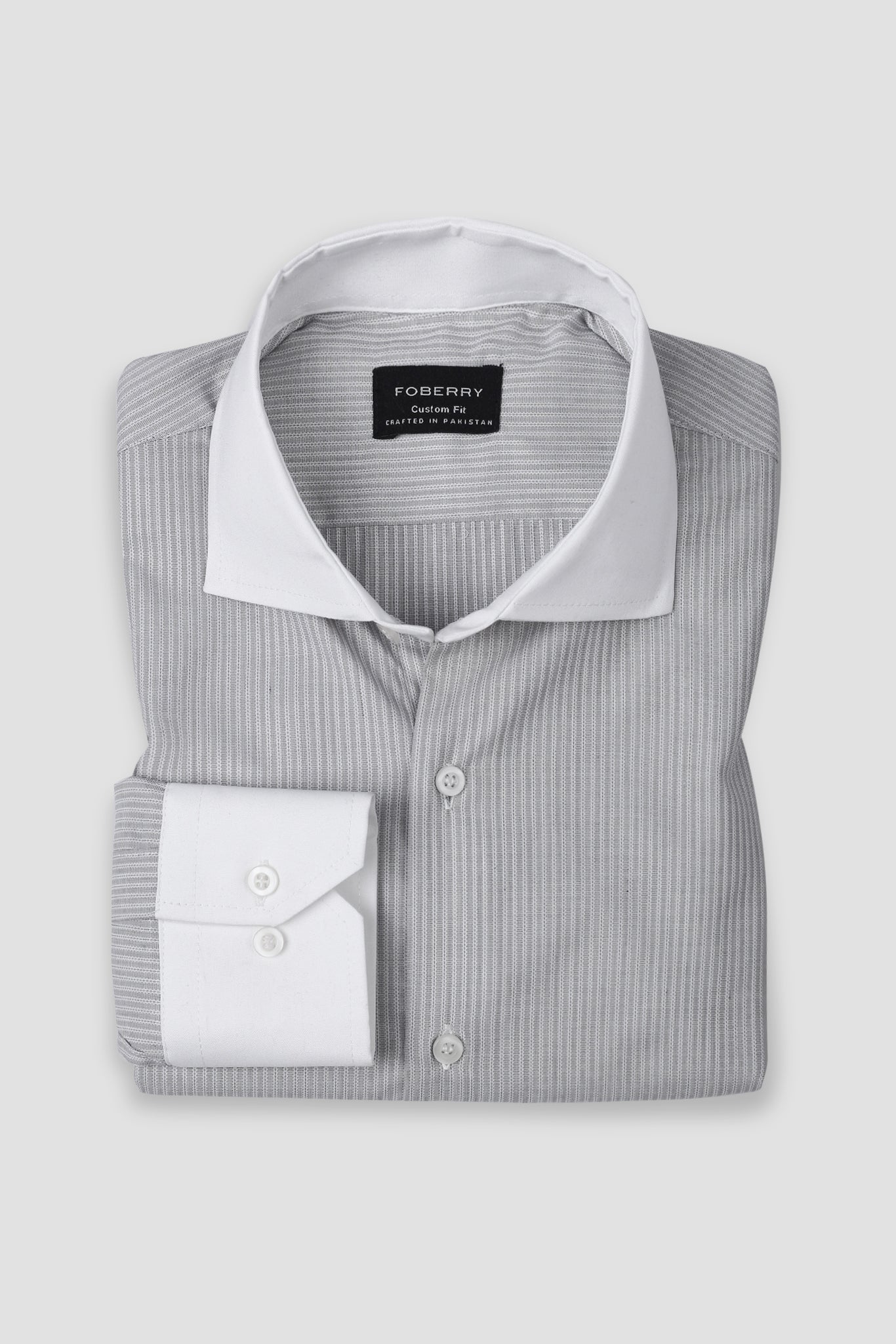 Grey Structured Pinstriped Shirt