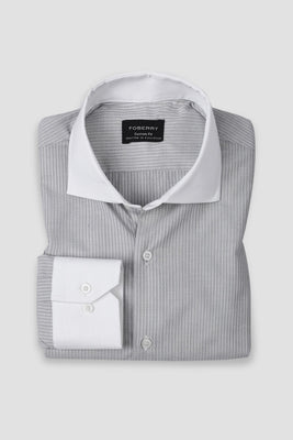 Grey Structured Pinstriped Shirt