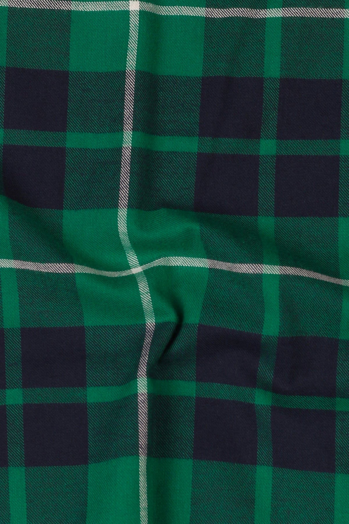 Bottle Green & Blue Grid Winter Flannel
