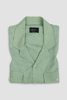 Fern Green Featherweight Linen  - Safari Shirt