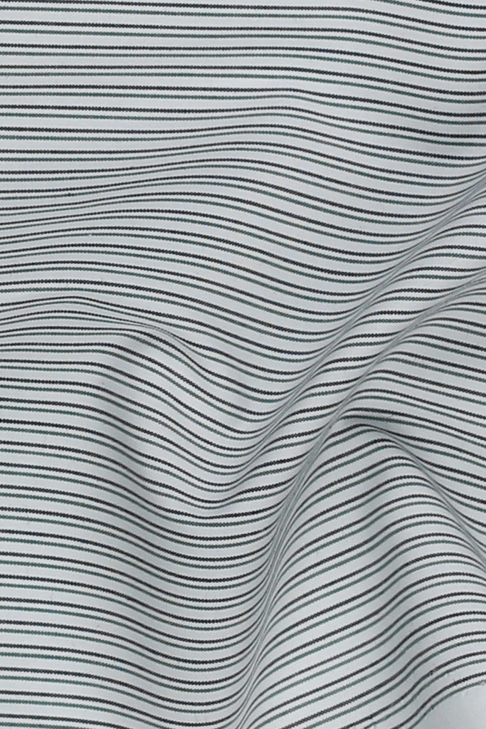 Charcoal Green Pencil Supima Cotton Stripes