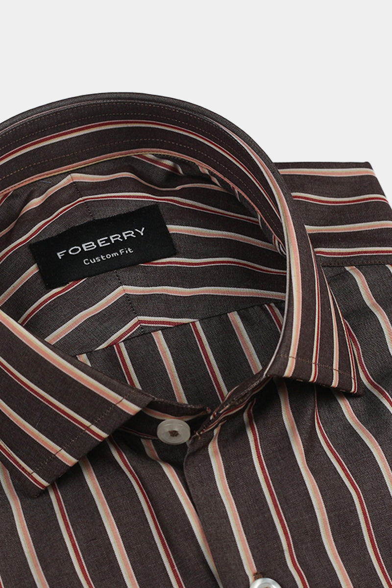 Multi Brown Balanced Striped Shirt