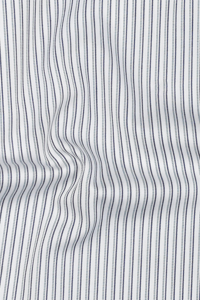 Midnight Blue With Green Parallel Striped Shirt