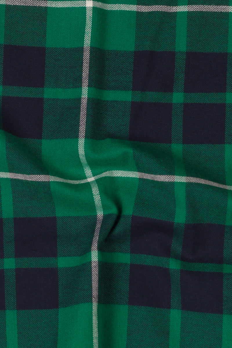 Bottle Green & Blue Grid Winter Flannel Shirt