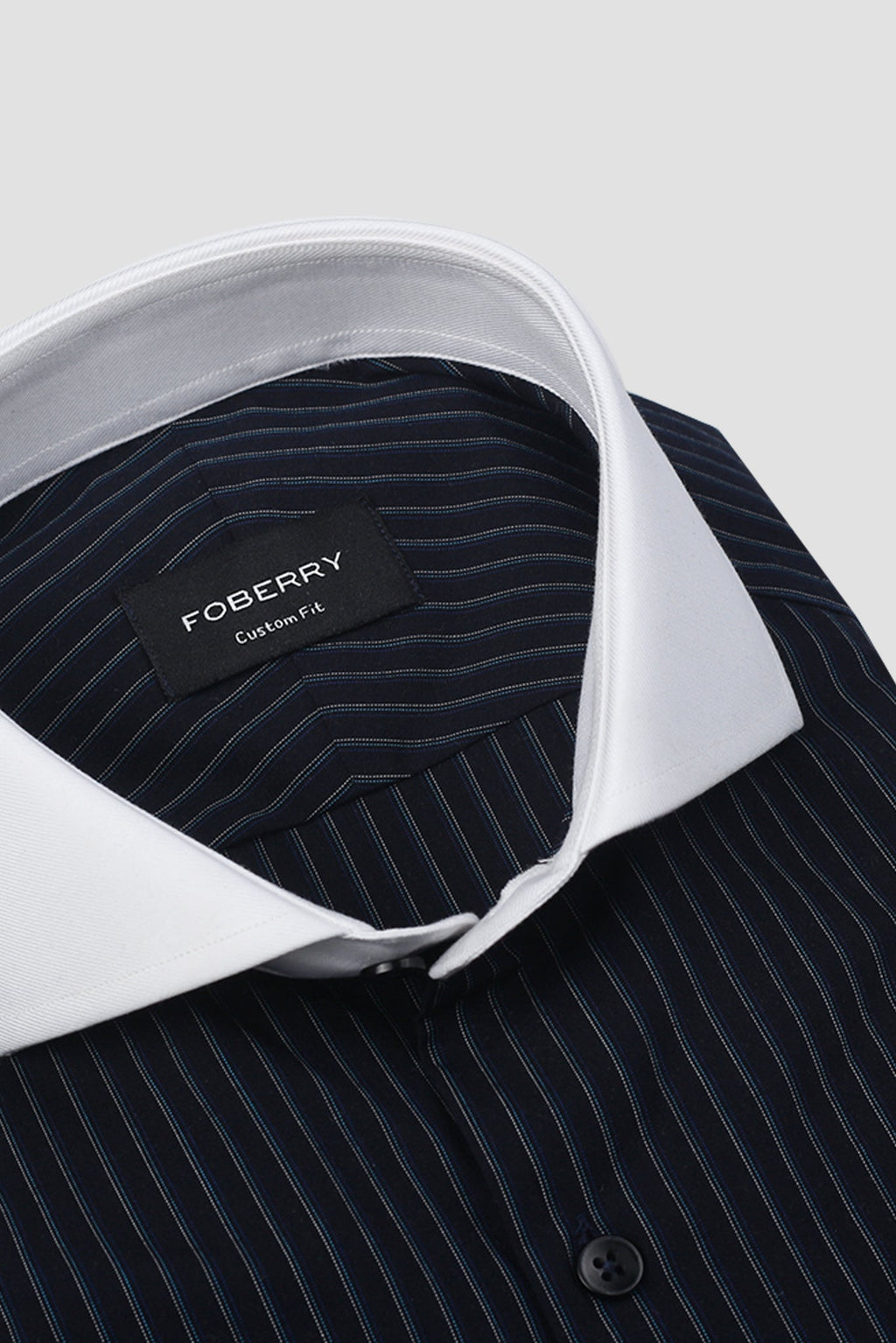 Blue And Black Hairline Striped Shirt