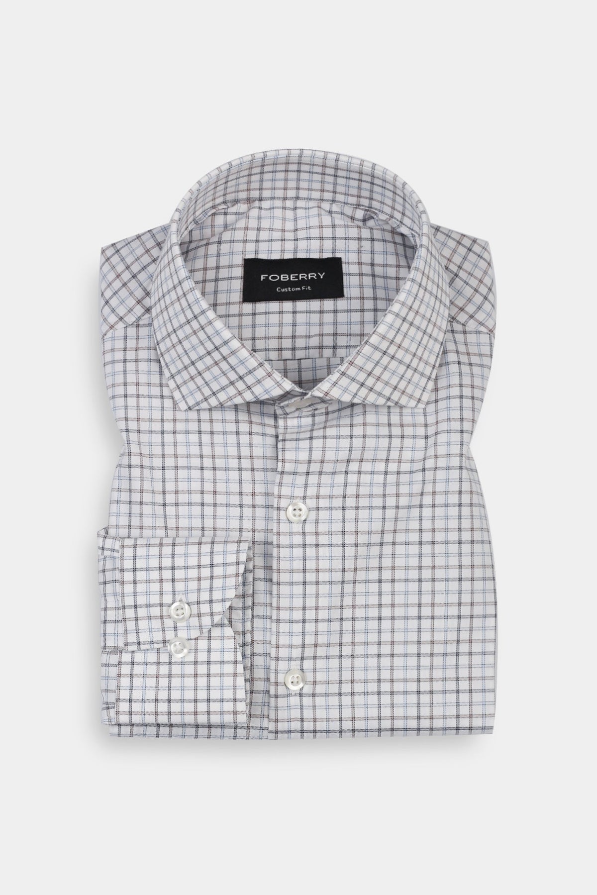 Hazel wood & Blue Grid Egyptian Shirt