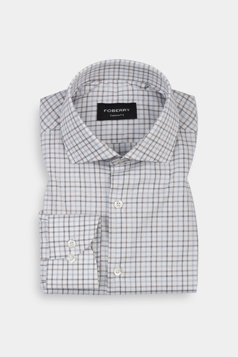 Hazel wood & Blue Grid Egyptian Shirt