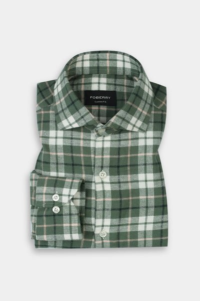Pine Green Plaid Winter Flannel Shirt