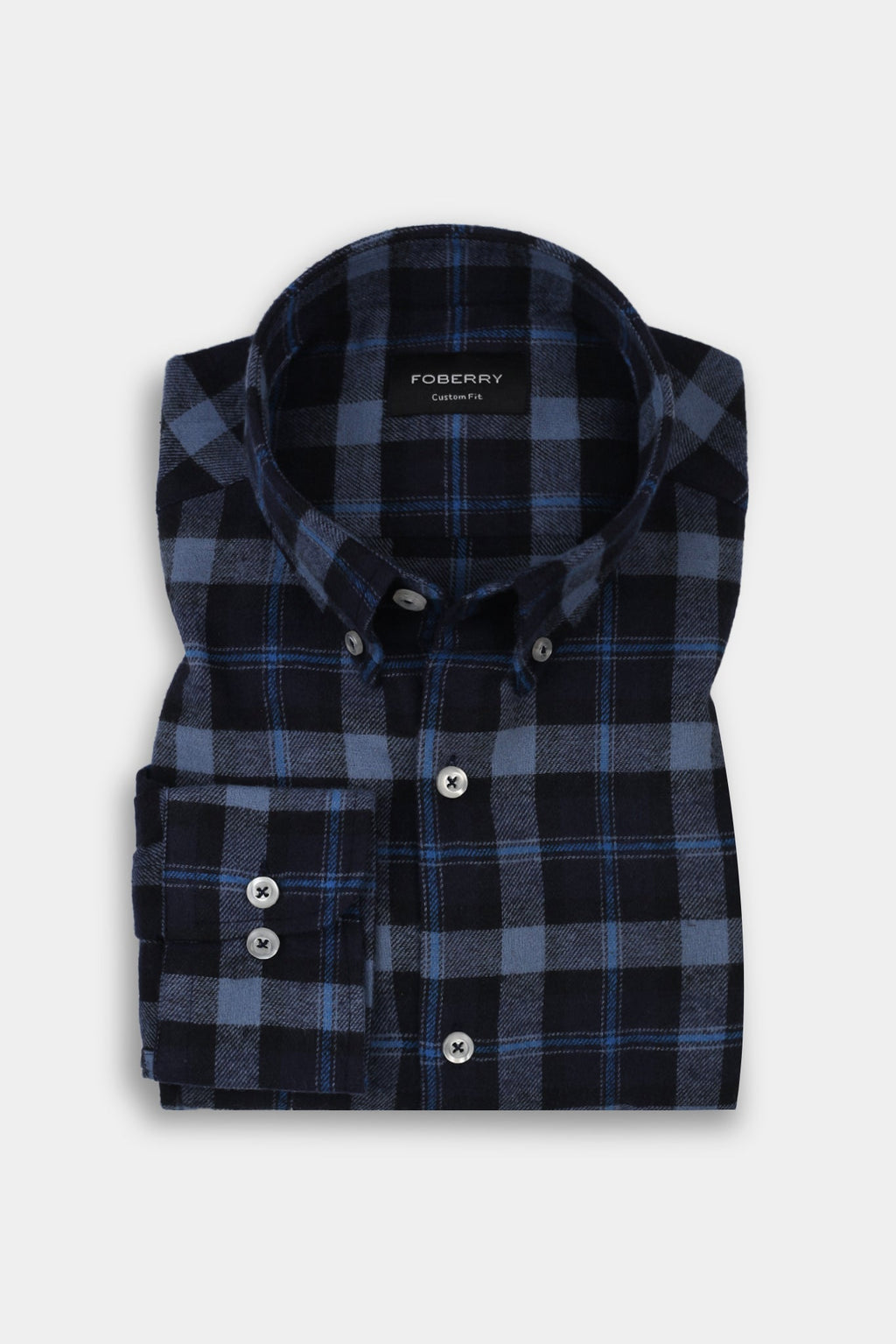 Soft Yale Blue Tartan Winter Flannel Shirt