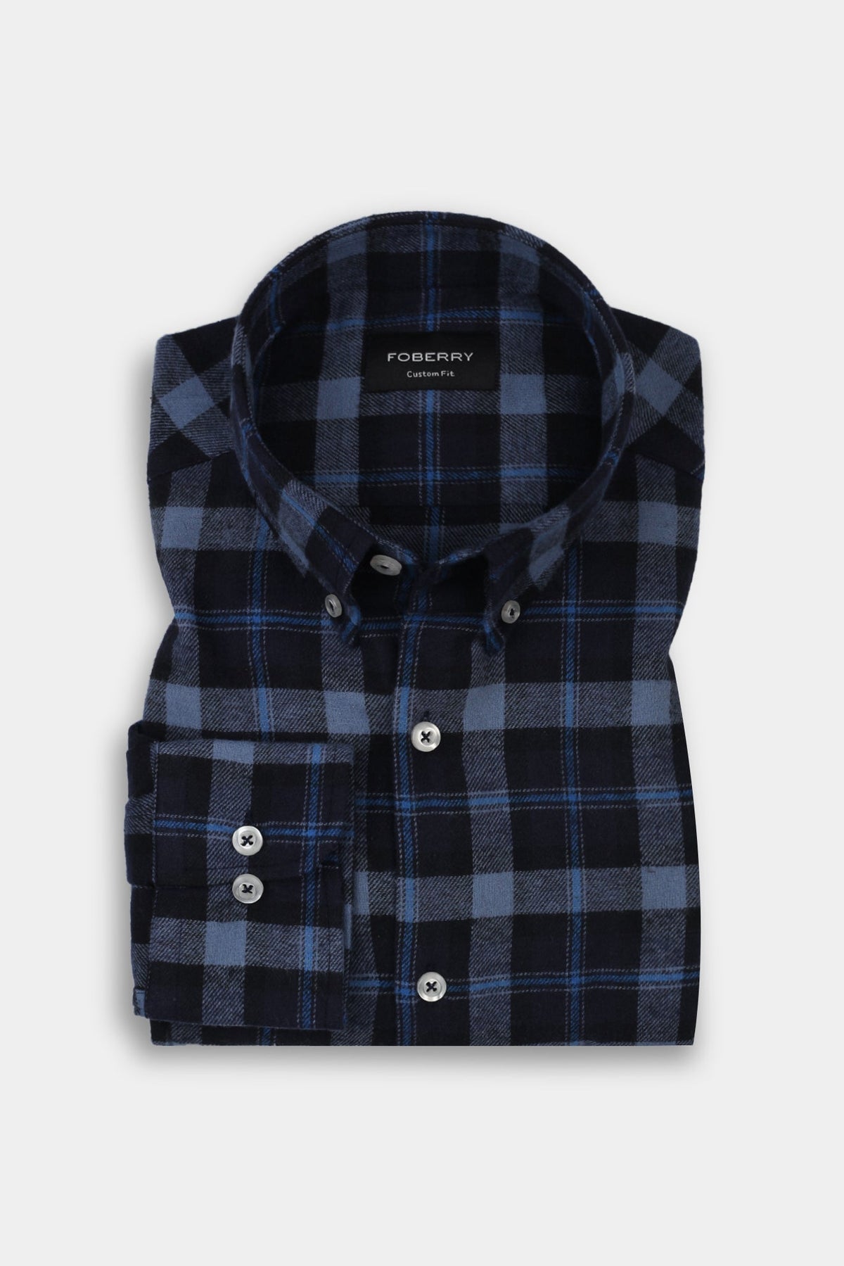 Soft Yale Blue Tartan Winter Flannel Shirt