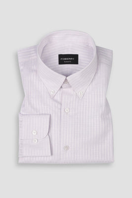 Lilac White Structured Stripes Linen Shirt
