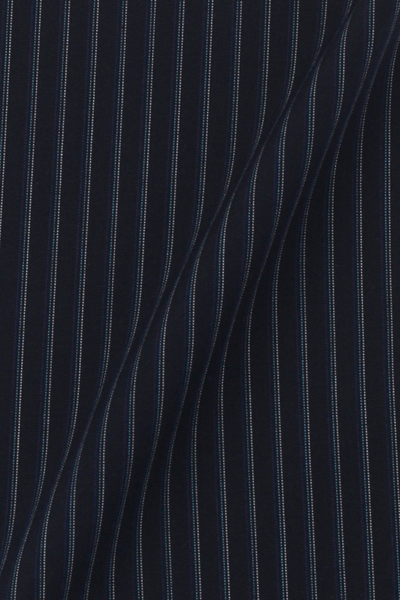 Blue And Black Hairline Striped Shirt