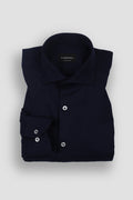 Navy Blue Herringbone Winter Flannel Shirt