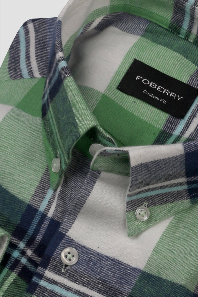 Kelly Green Madras Winter Flannel Shirt