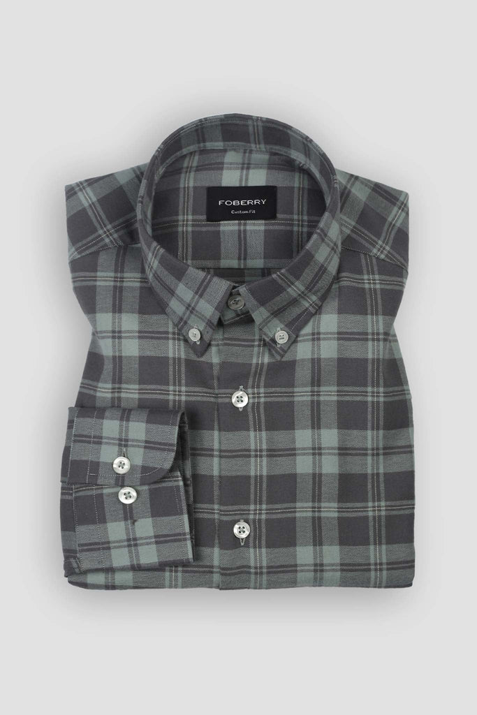 Sea Green Tartan Winter Flannel Shirt