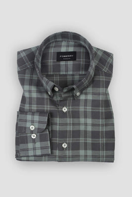 Sea Green Tartan Winter Flannel Shirt