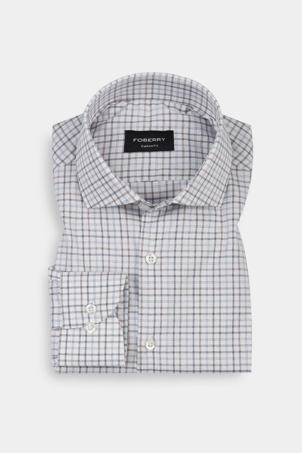 Hazel wood & Blue Grid Egyptian Shirt
