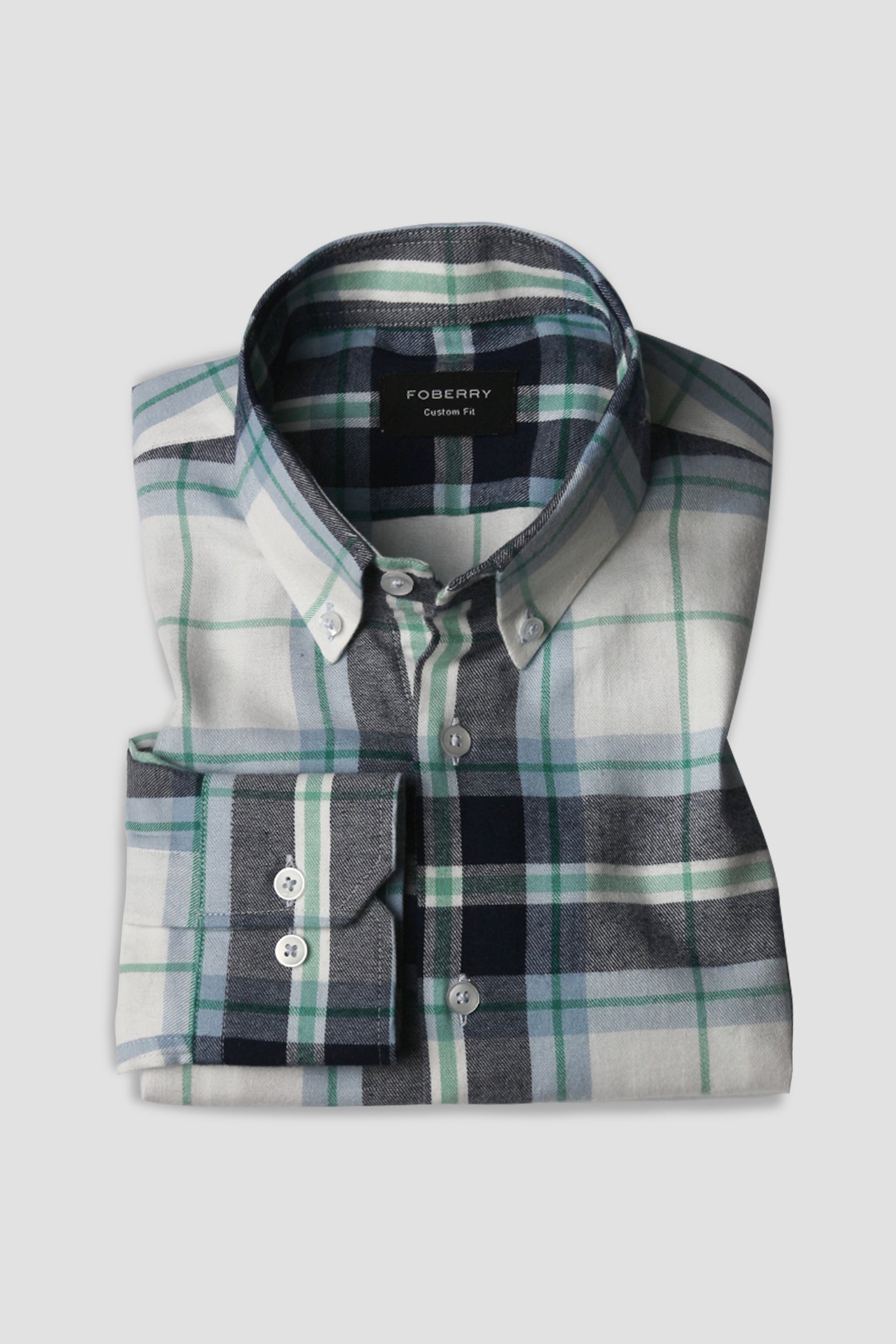 Blue Green Plaid Winter Flannel Shirt - Foberry USA