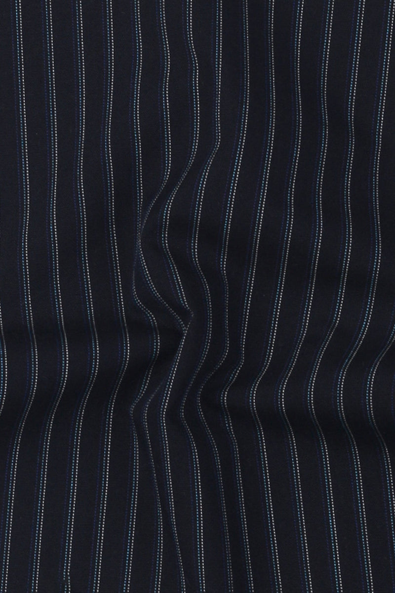 Blue And Black Hairline Striped