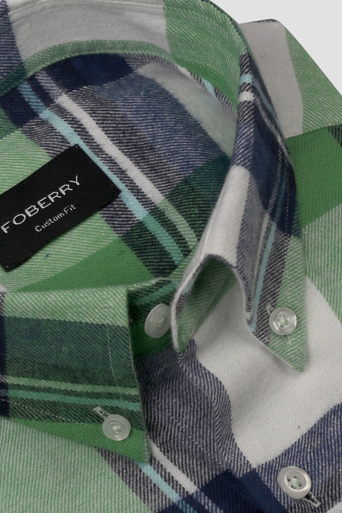 Kelly Green Madras Winter Flannel Shirt