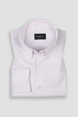 Lilac White Structured Stripes Linen Shirt
