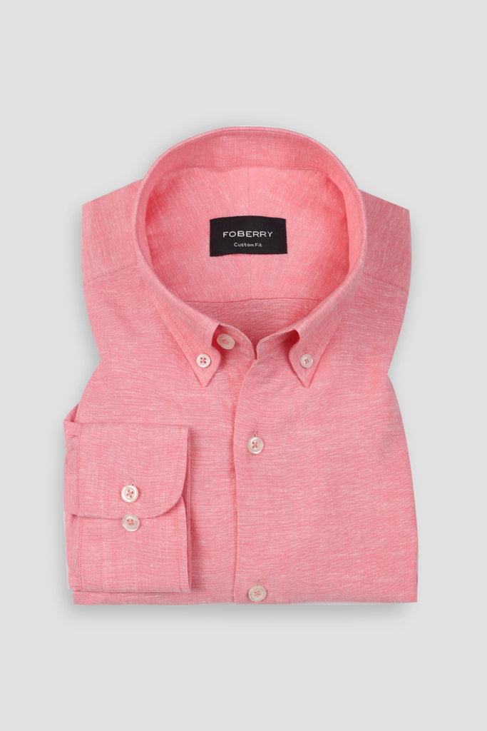 Salmon Pink Irish Linen Shirt