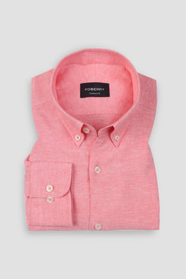 Salmon Pink Irish Linen Shirt