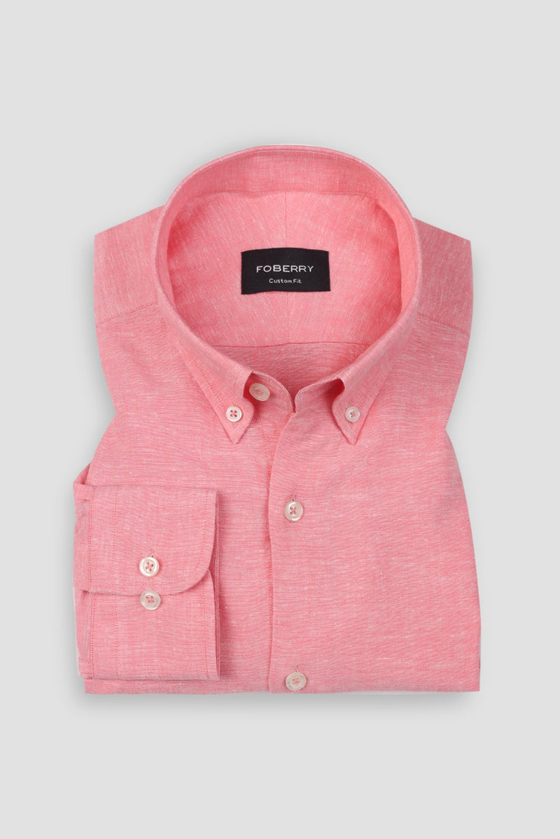 Salmon Pink Irish Linen Shirt