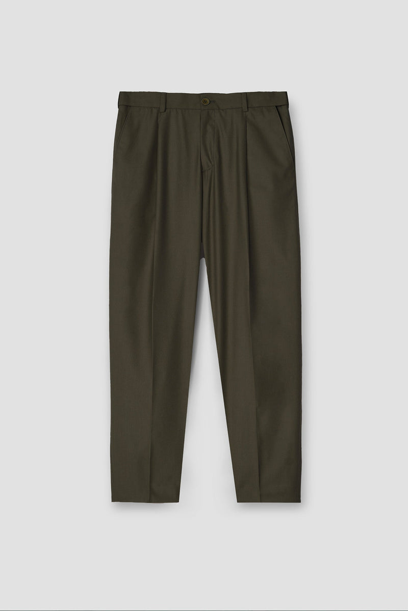 Olive Brown Tropical Wool Blended Dress Pant