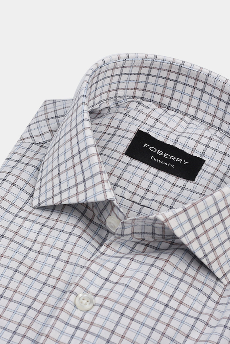 Hazel wood & Blue Grid Egyptian Shirt