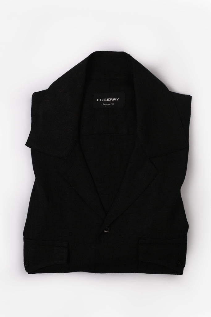 Black  Linen - Safari Shirt - Foberry USA