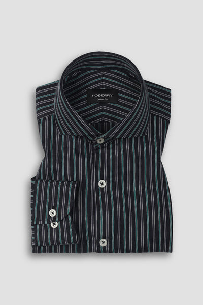 Teal Green and Grey Striped Shirt